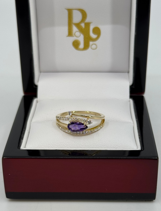 Amethyst Bypass Fashion Ring