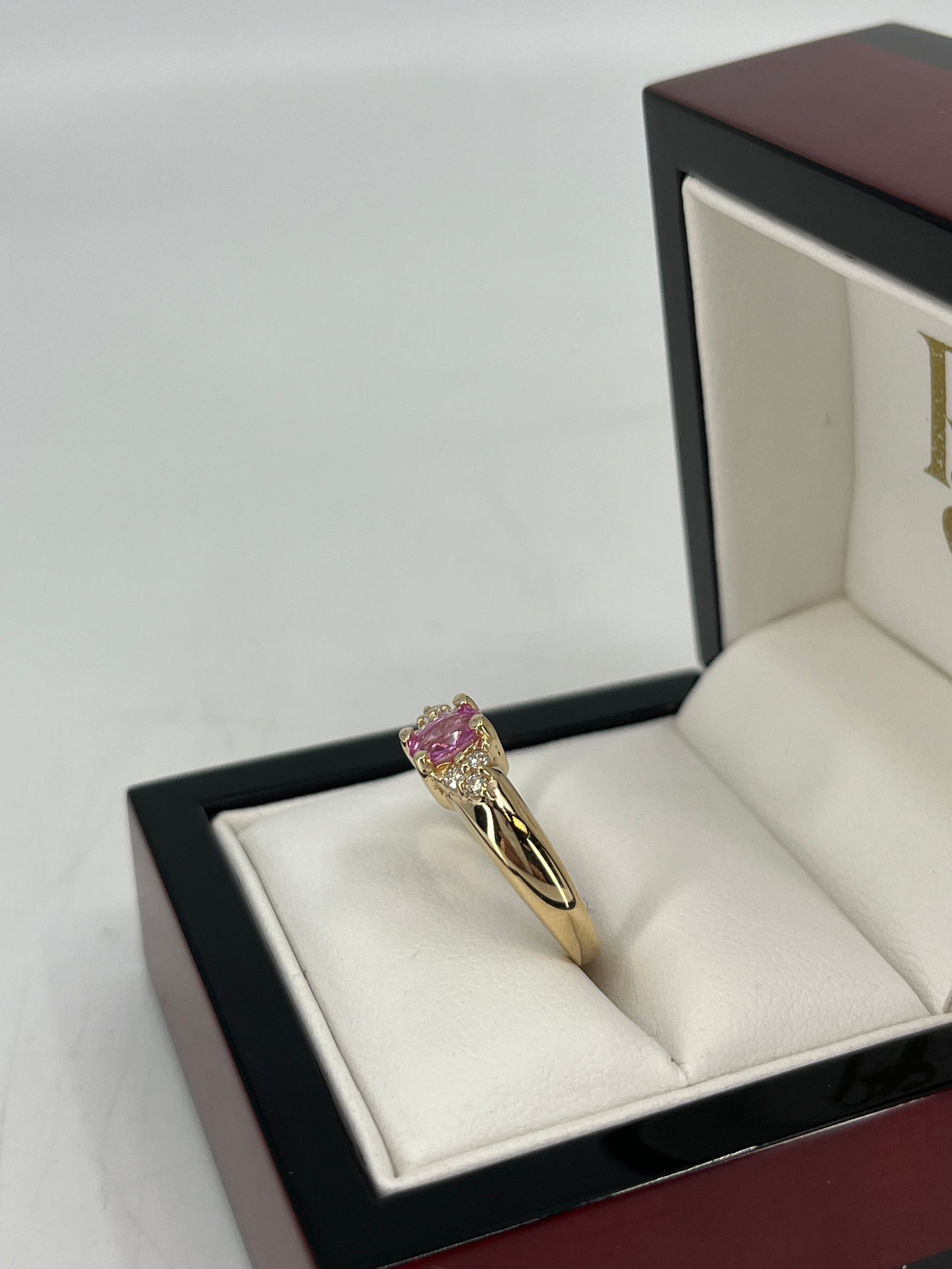 14K Pink Tourmaline Ring with Natural Diamonds