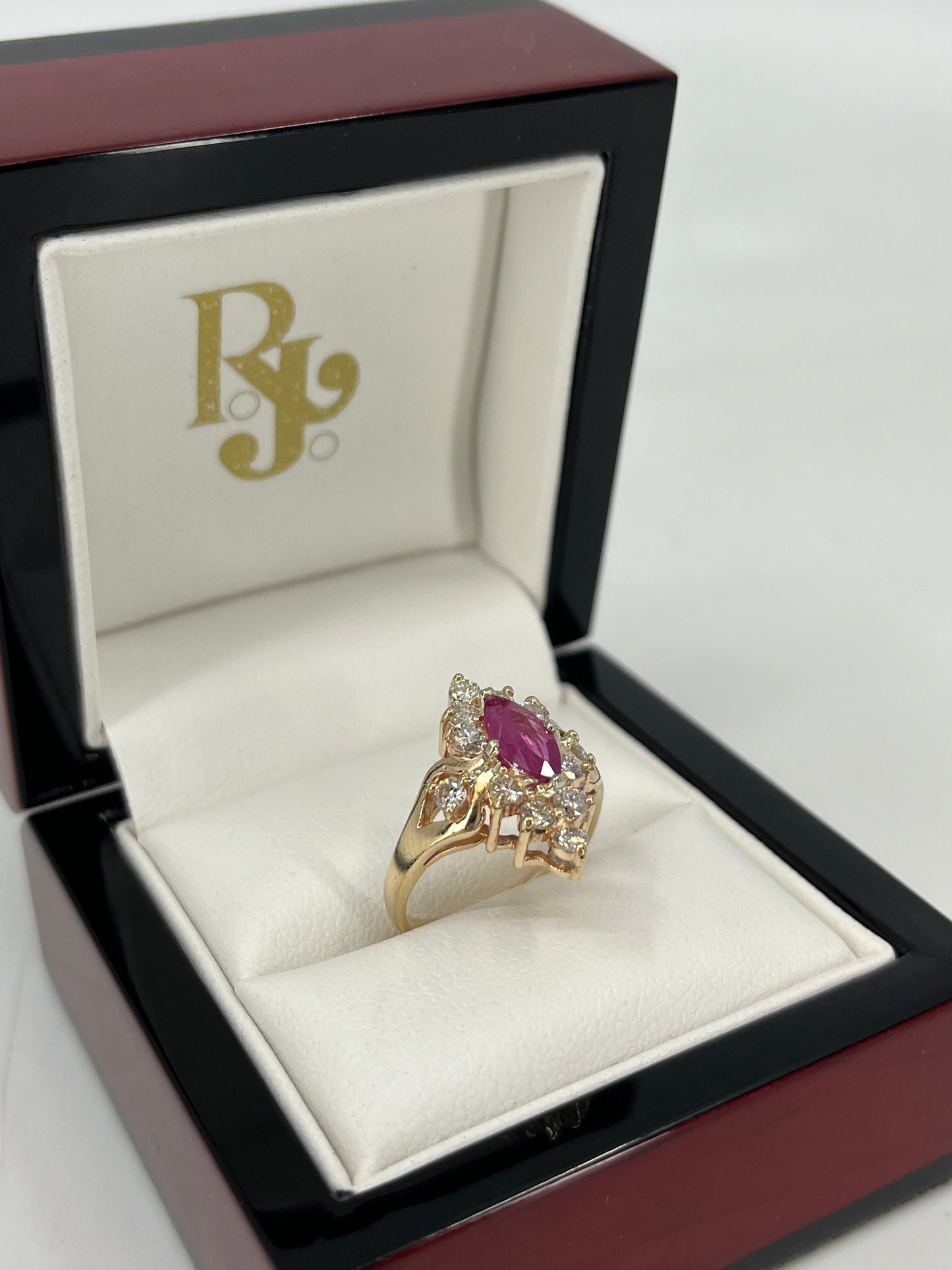 14K Ruby Ring with Natural Diamonds