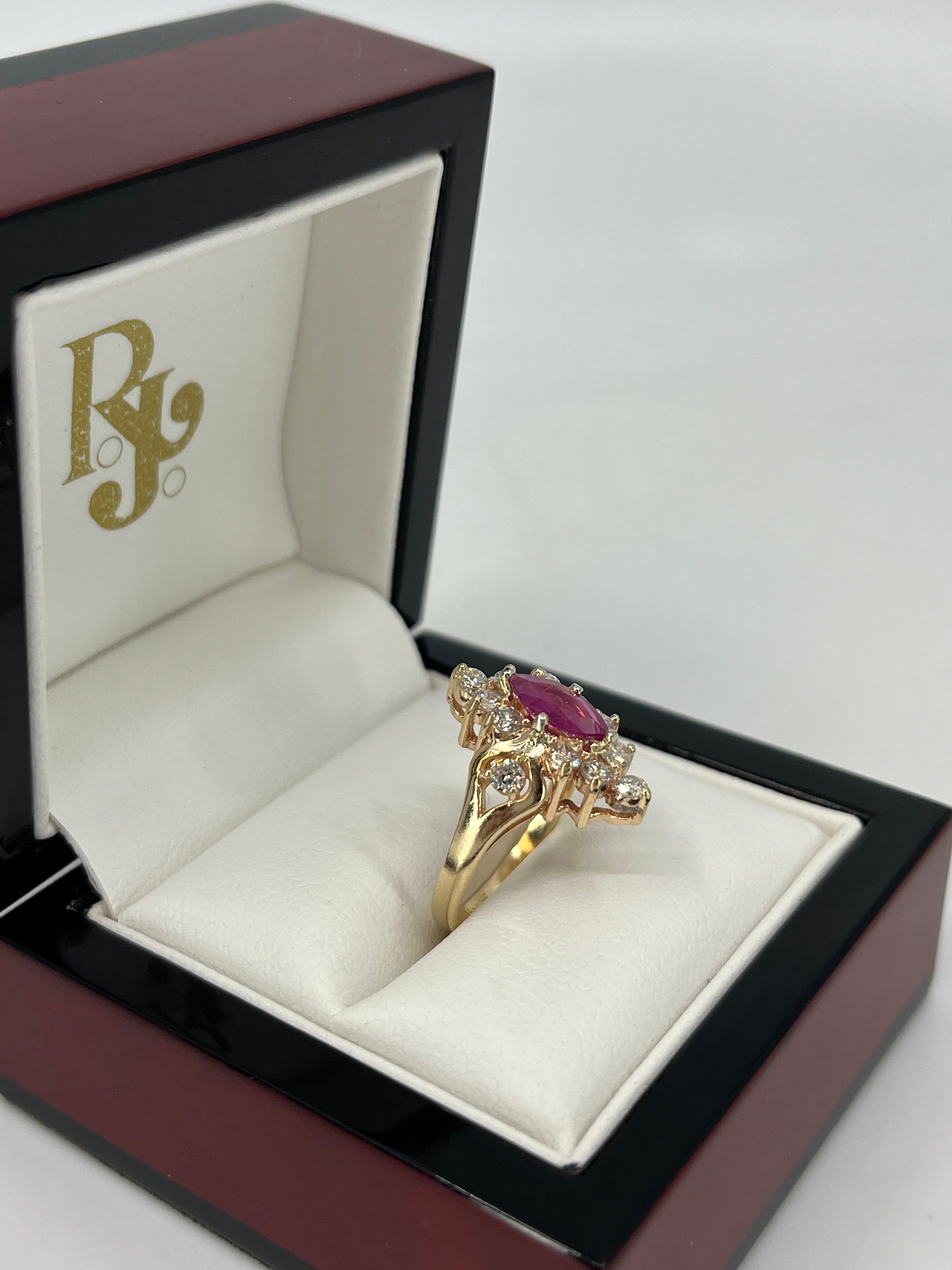 14K Ruby Ring with Natural Diamonds