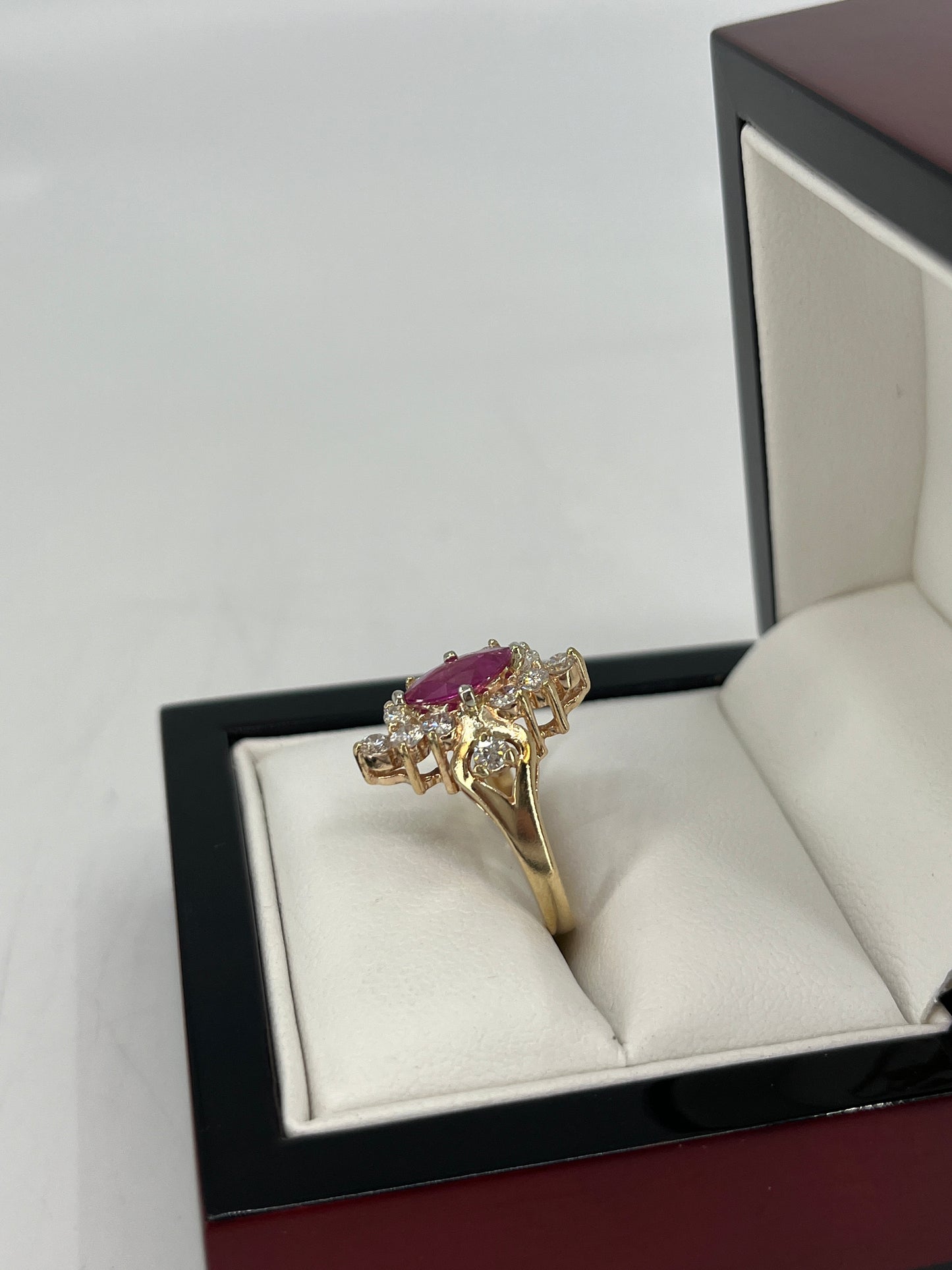 14K Ruby Ring with Natural Diamonds