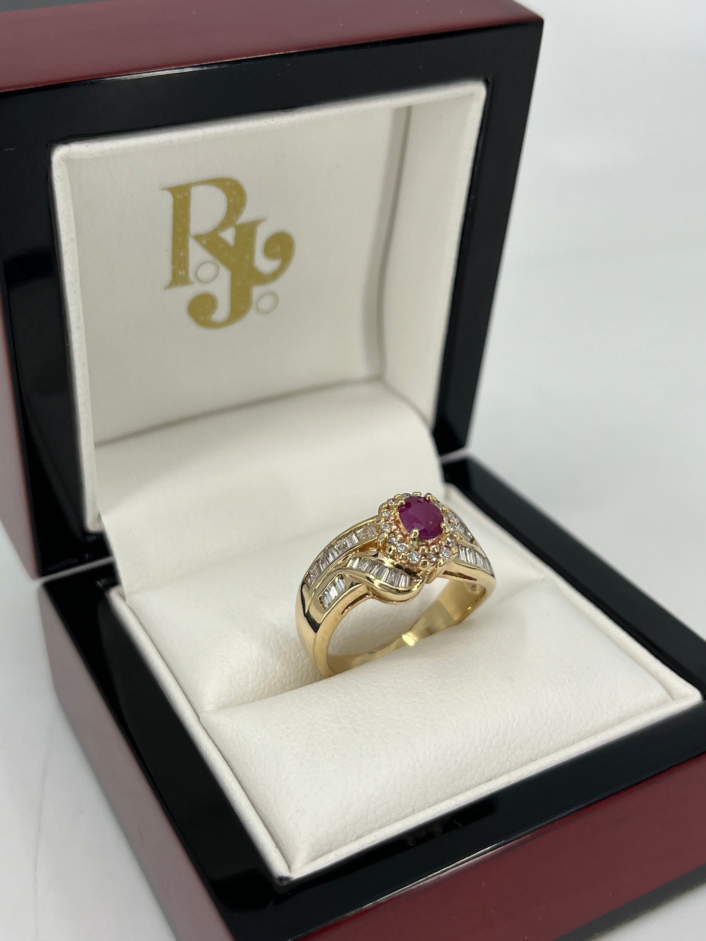 14K Ruby Ring with Natural Diamonds 0.75ct