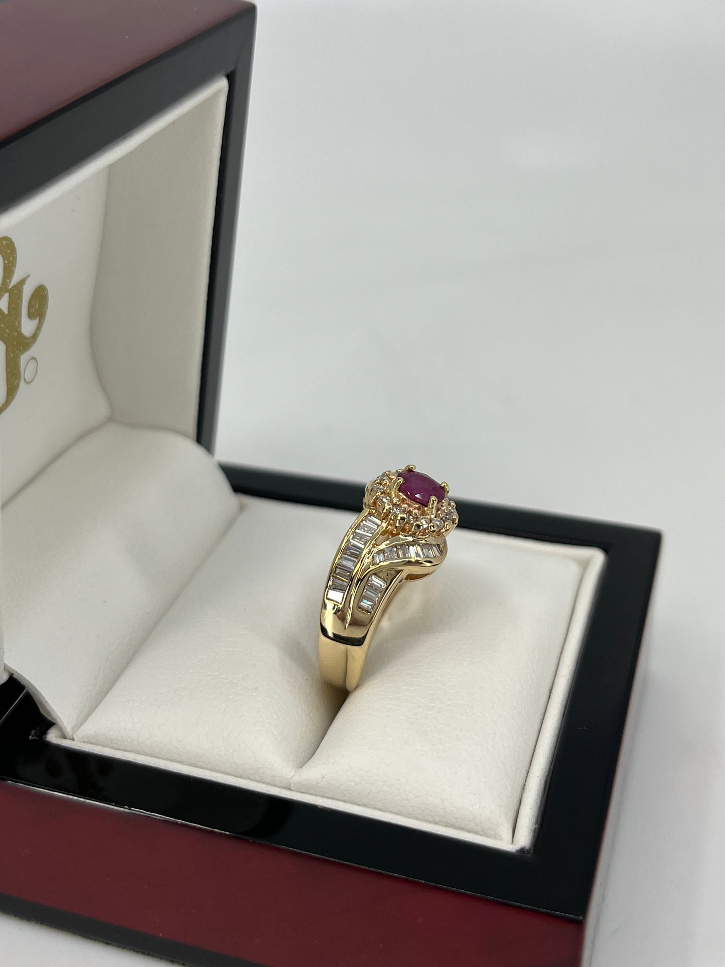 14K Ruby Ring with Natural Diamonds 0.75ct