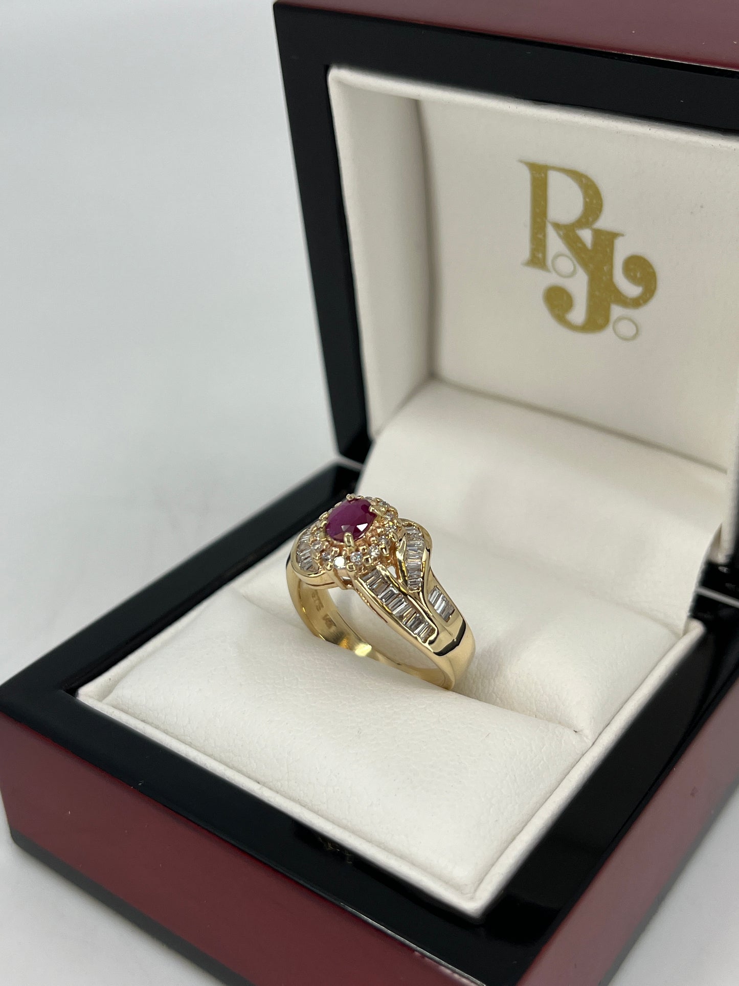 14K Ruby Ring with Natural Diamonds 0.75ct