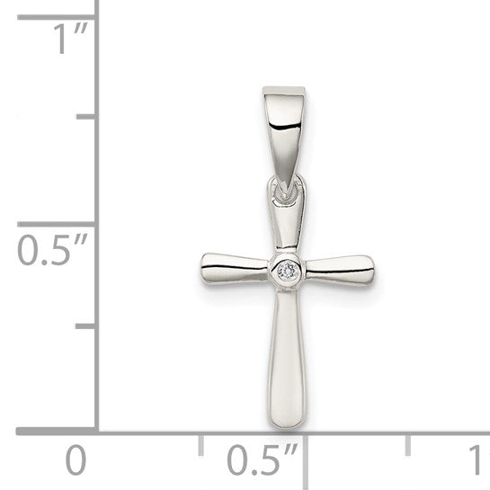 Sterling Silver CZ Cross Pendant