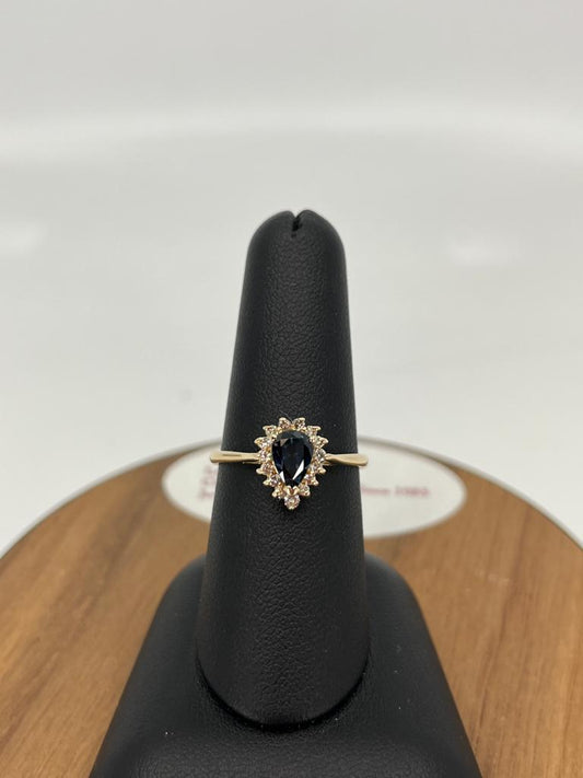 Pear Shape Sapphire Halo Ring