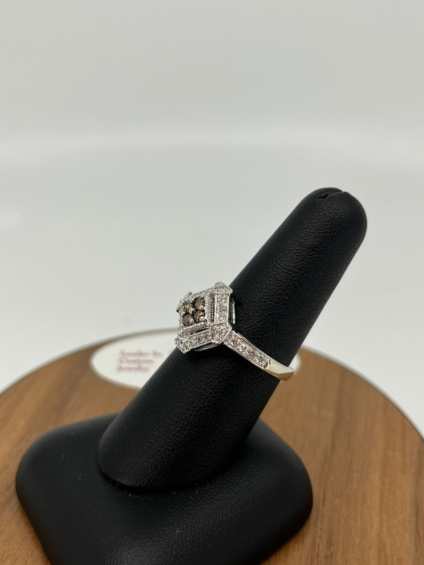 Brown & White Diamond Ladies Fashion Ring