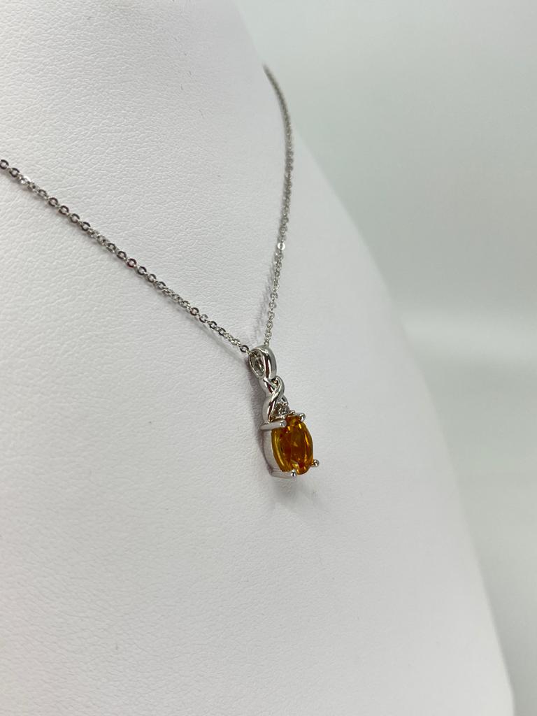 Oval Citrine & Diamond Pendant