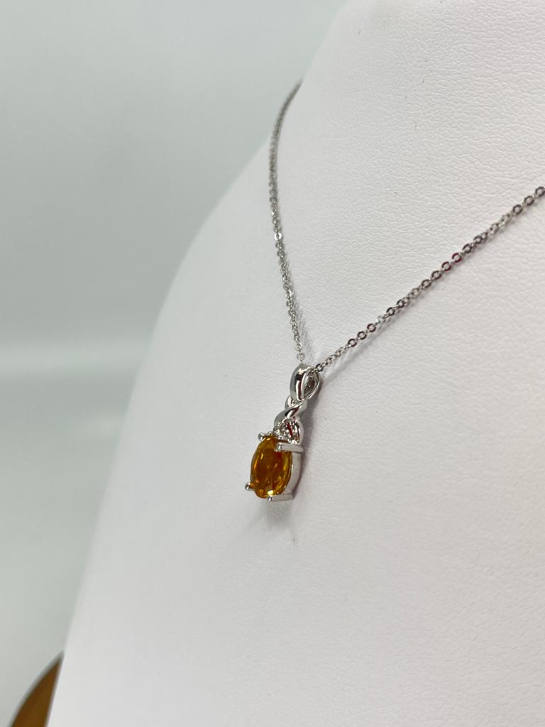 Oval Citrine & Diamond Pendant