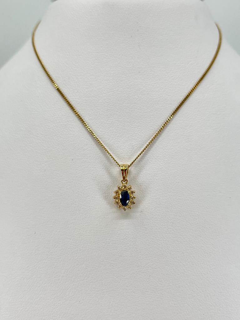 Halo Sapphire & Diamond Pendant