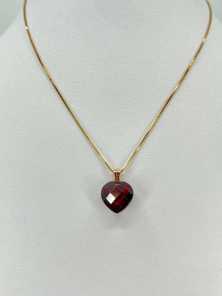 Heart Fantasy Cut Garnet Pendant