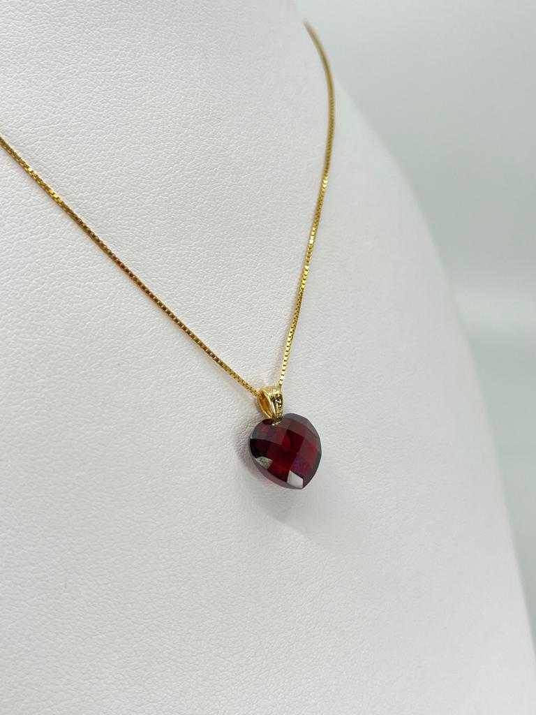 Heart Fantasy Cut Garnet Pendant