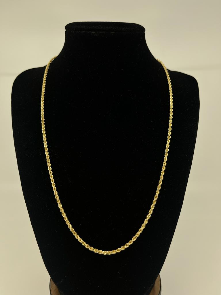 2.50mm 14 Karat Yellow Gold Rope Chain