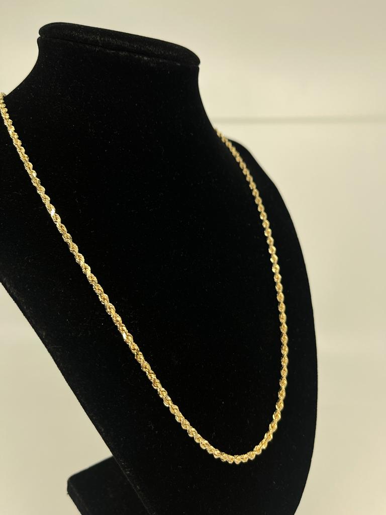 3mm 14 Karat Yellow Gold Rope Chain