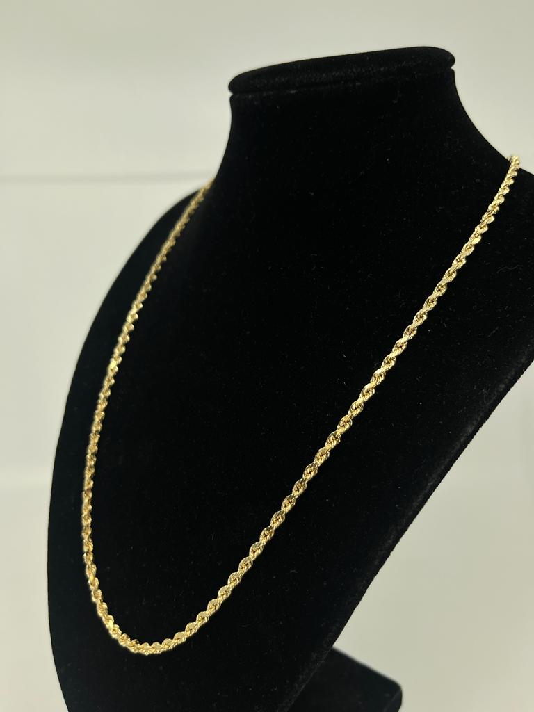 3mm 14 Karat Yellow Gold Rope Chain