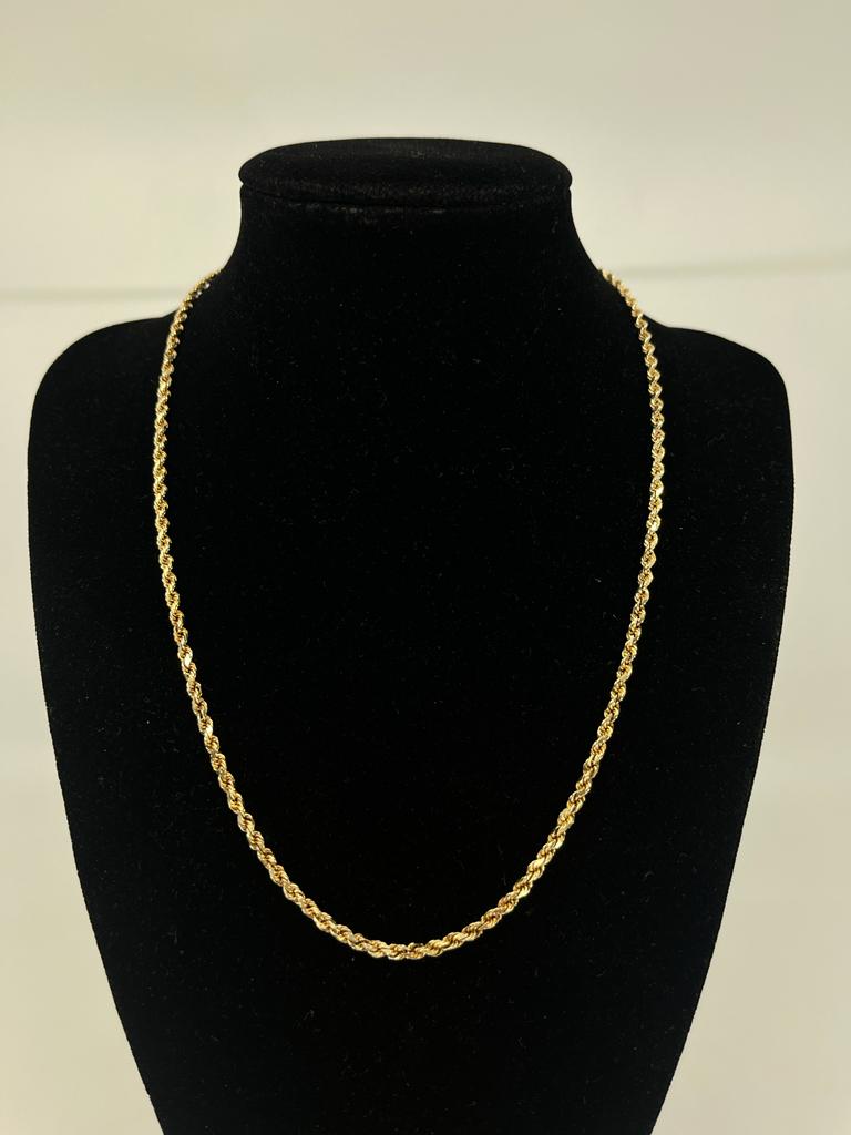 2.70mm 14 Karat Yellow Gold Rope Chain