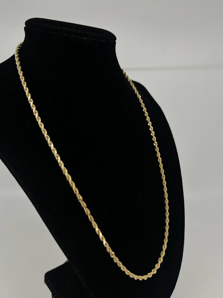 3mm 14 Karat Yellow Gold Rope Chain