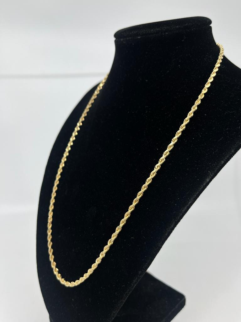 3mm 14 Karat Yellow Gold Rope Chain