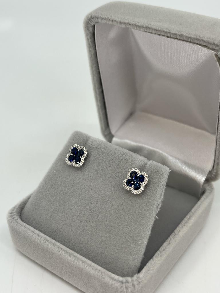 Clover Sapphire & Diamond Earrings