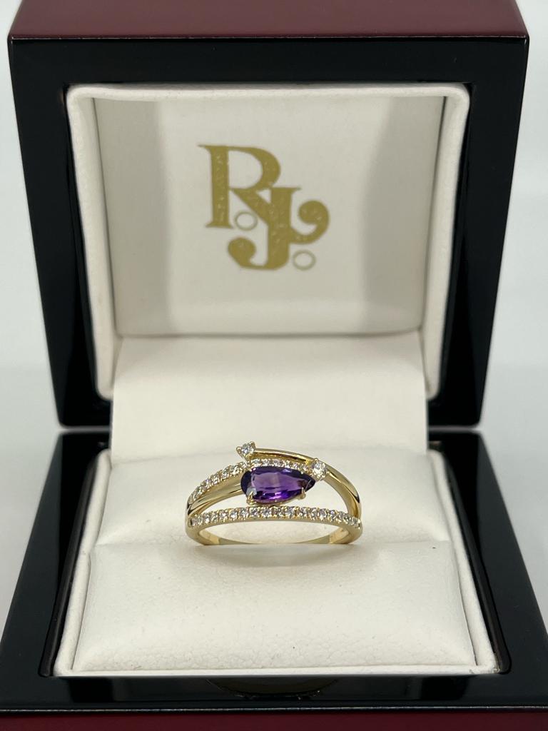 Fancy Bypass Amethyst & Diamond Ring