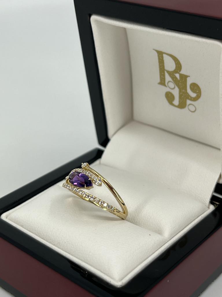 Fancy Bypass Amethyst & Diamond Ring