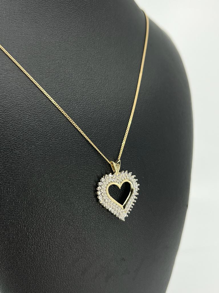 Double Row Diamond Heart Pendant