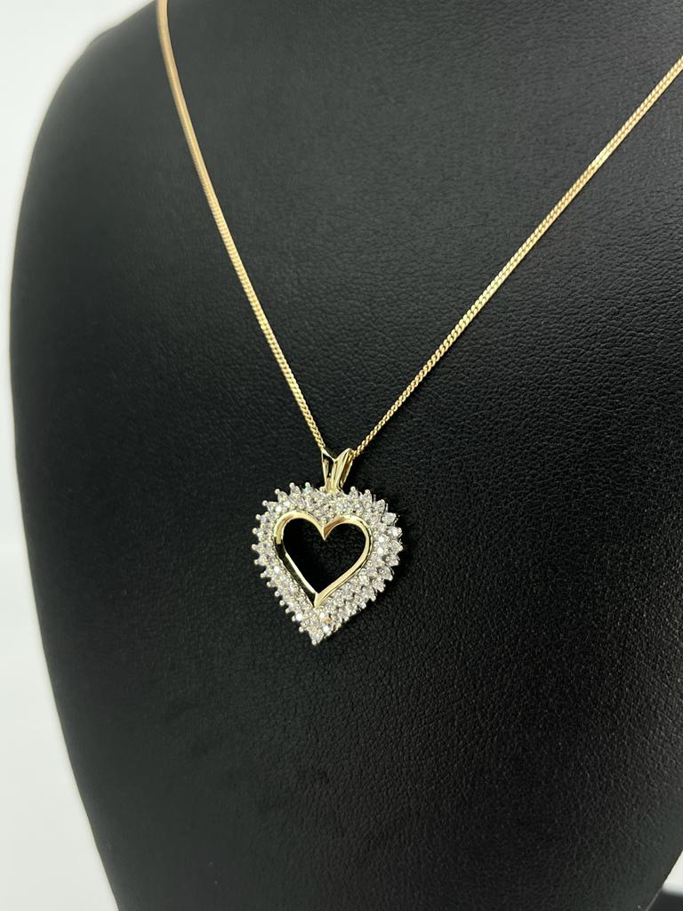 Double Row Diamond Heart Pendant