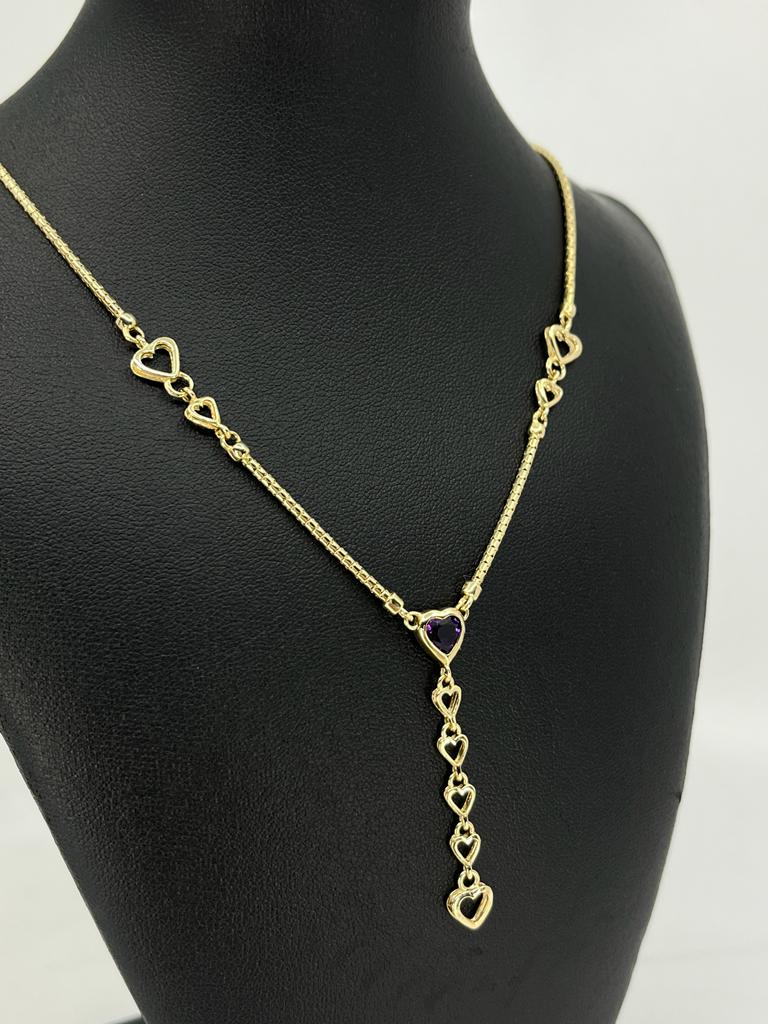 Custom Hearts & Amethyst Necklace