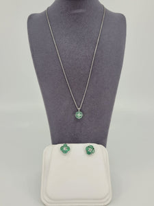 Emerald Pendant And Earrings Set