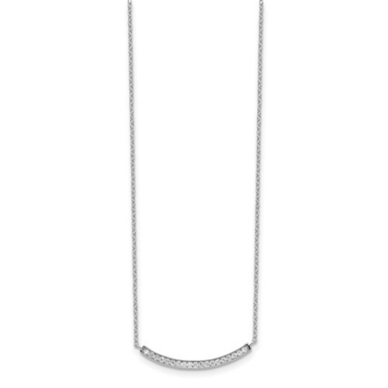 Rhodium Plated CZ Fancy Bar Necklace