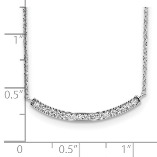 Rhodium Plated CZ Fancy Bar Necklace