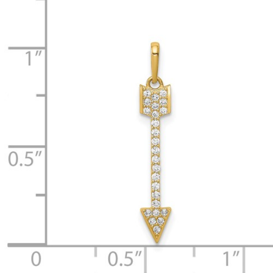 14K Yellow Gold Arrow Cubic Zirconia Pendant