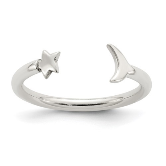 Half Moon and Star Adjustable Ring