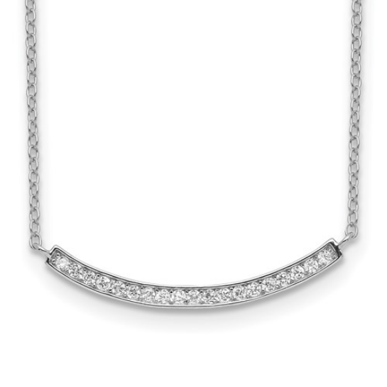 Rhodium Plated CZ Fancy Bar Necklace