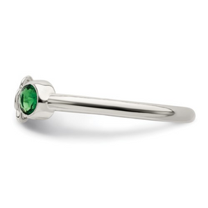 Green Glass Bead 4-Leaf Clover Adjustable Ring
