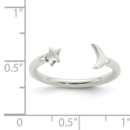 Half Moon and Star Adjustable Ring