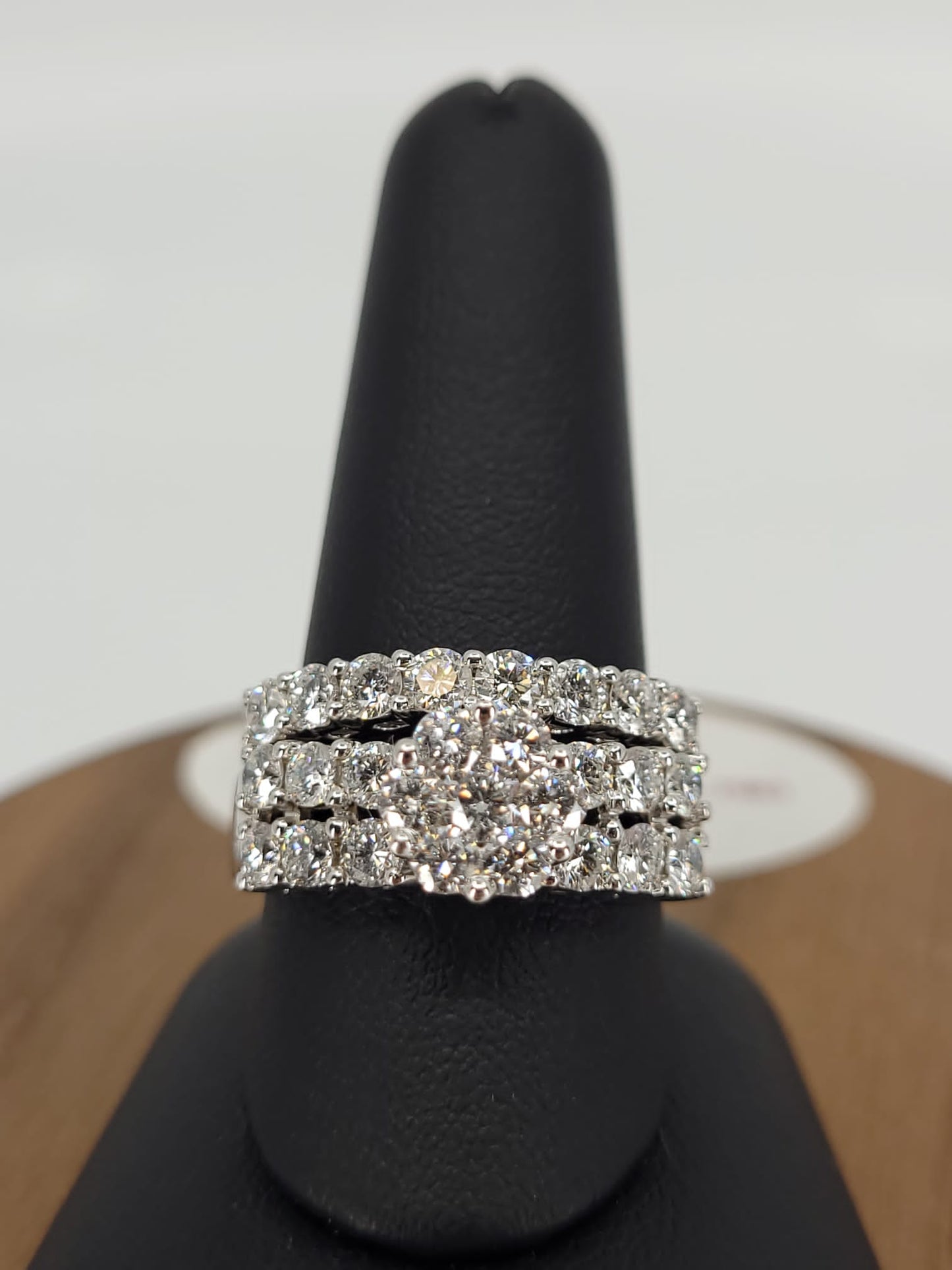 14K White Gold Cluster Set Engagement Ring with 2.22 Carat Total Weight of Diamonds