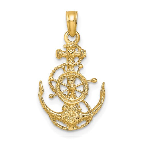 Small Anchor With Wheel Pendant