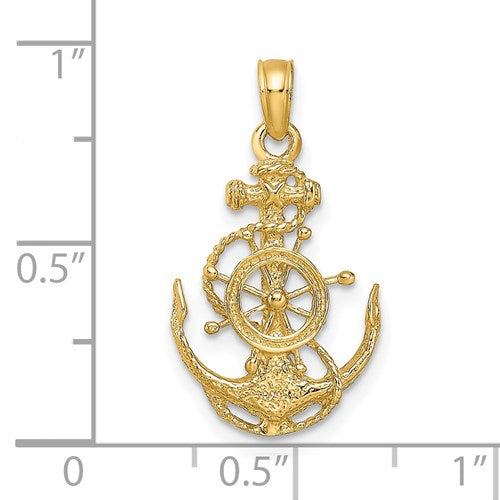 Small Anchor With Wheel Pendant