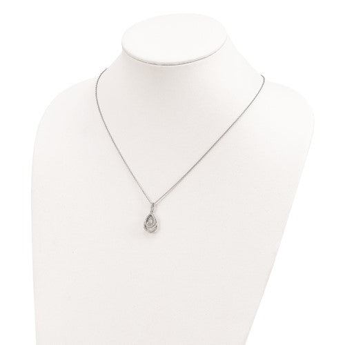 Brilliant Embers Sterling Silver Rhodium-plated and Vibrant Micro Pavé Cubic Zirconia Necklace