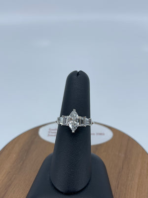 14K White Gold .99 Carat Marquise Diamond Engagement Ring