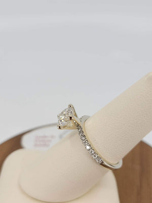 14K White Gold Classic Style Engagement Ring with 1.32 Carat Lab Round Diamond