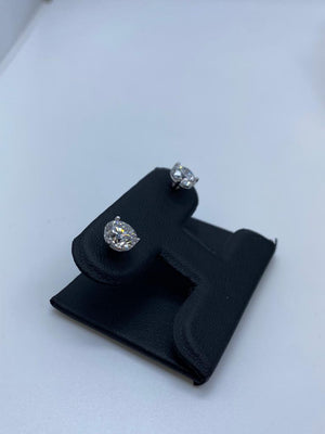 14K White Gold 3 Carat Total Weight Diamond Studs with VS2 Clarity on a Martini Prong Set
