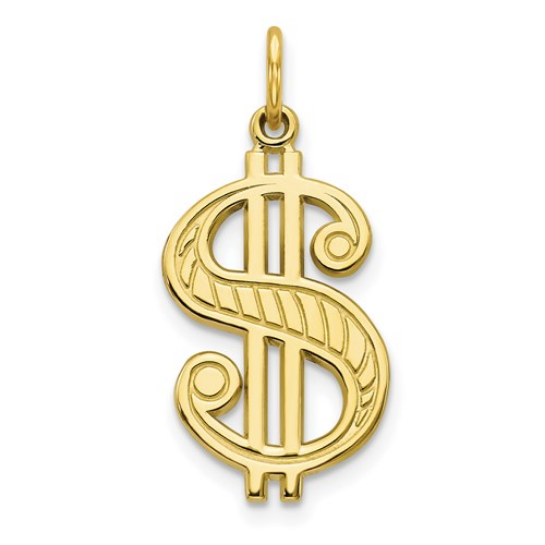 10K Yellow Gold Dollar Sign Charm