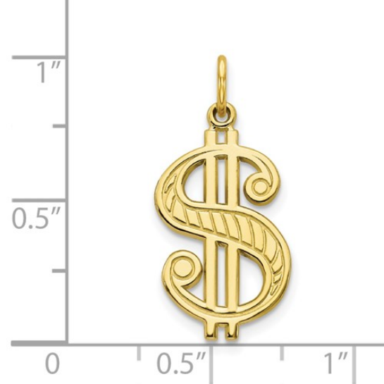 10K Yellow Gold Dollar Sign Charm