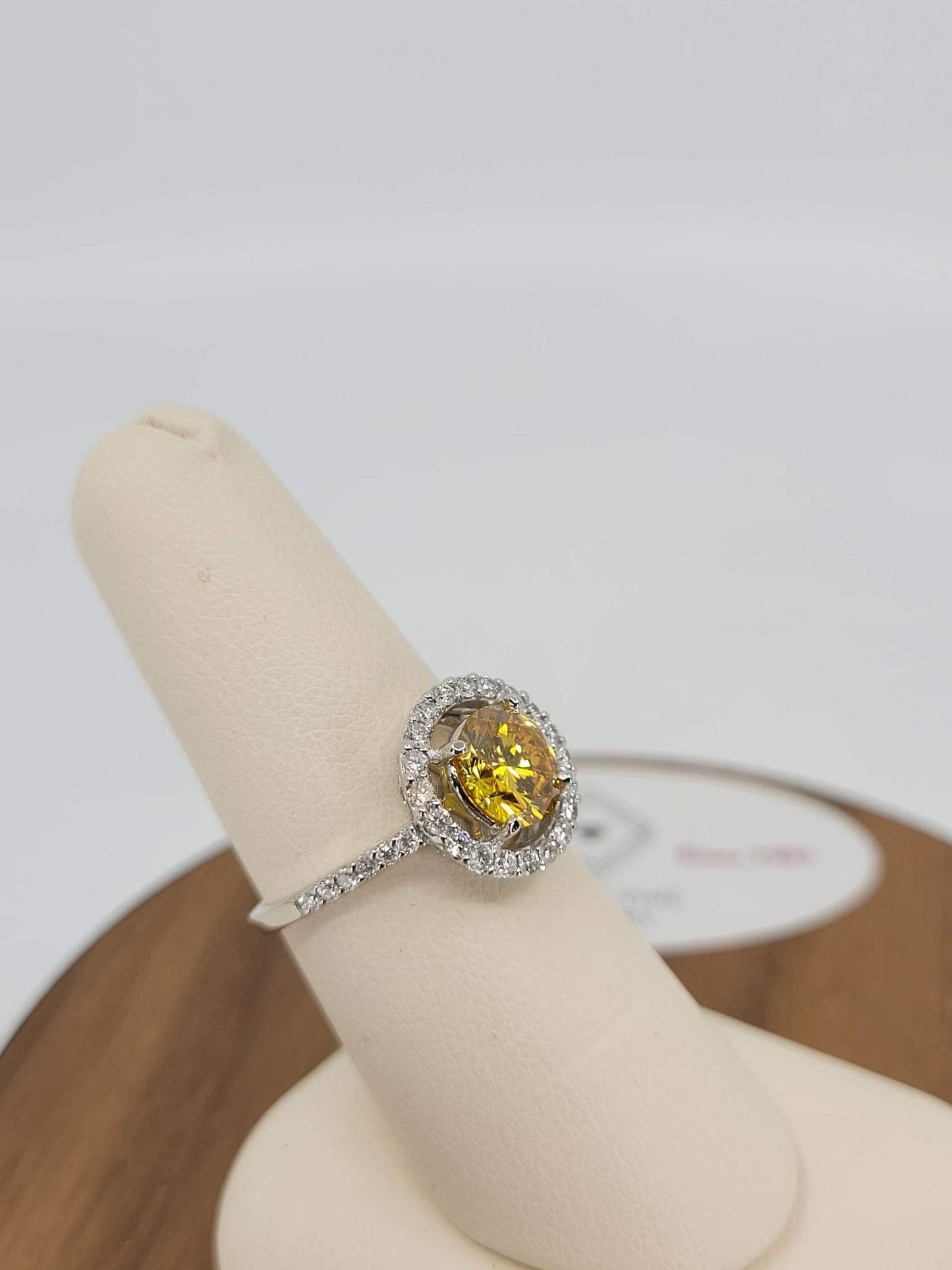 Vivid Yellow Diamond Engagement Ring With Halo