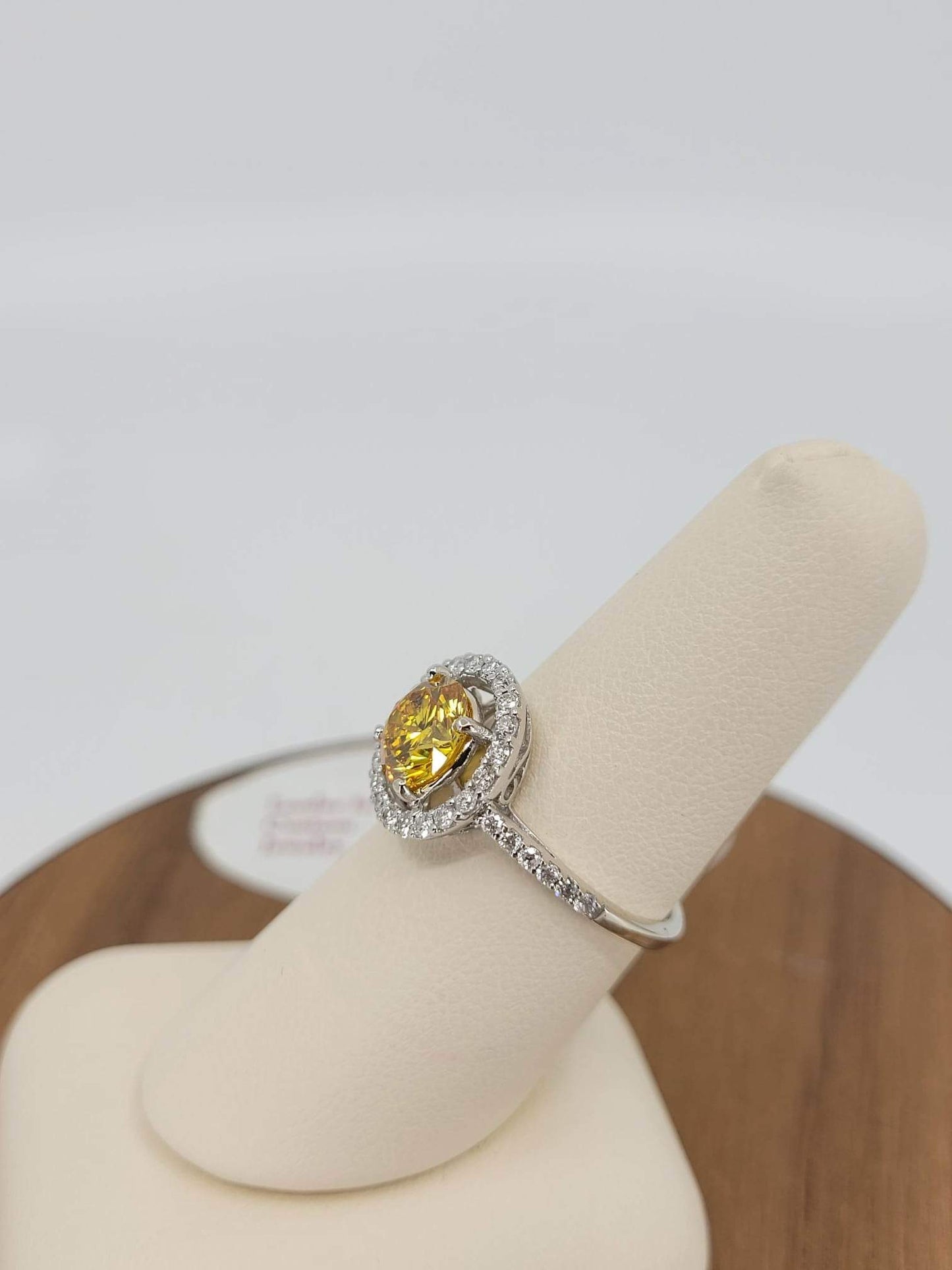 Vivid Yellow Diamond Engagement Ring With Halo