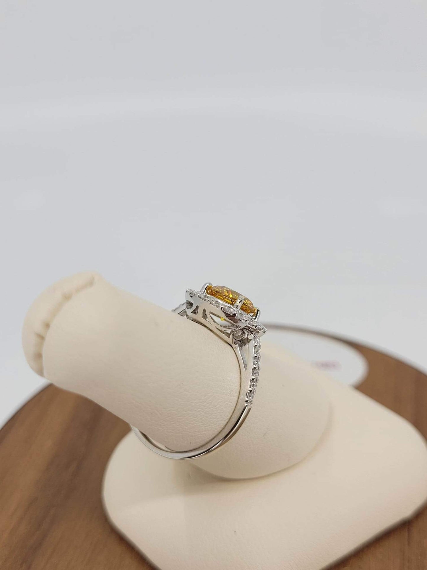 Vivid Yellow Diamond Engagement Ring With Halo