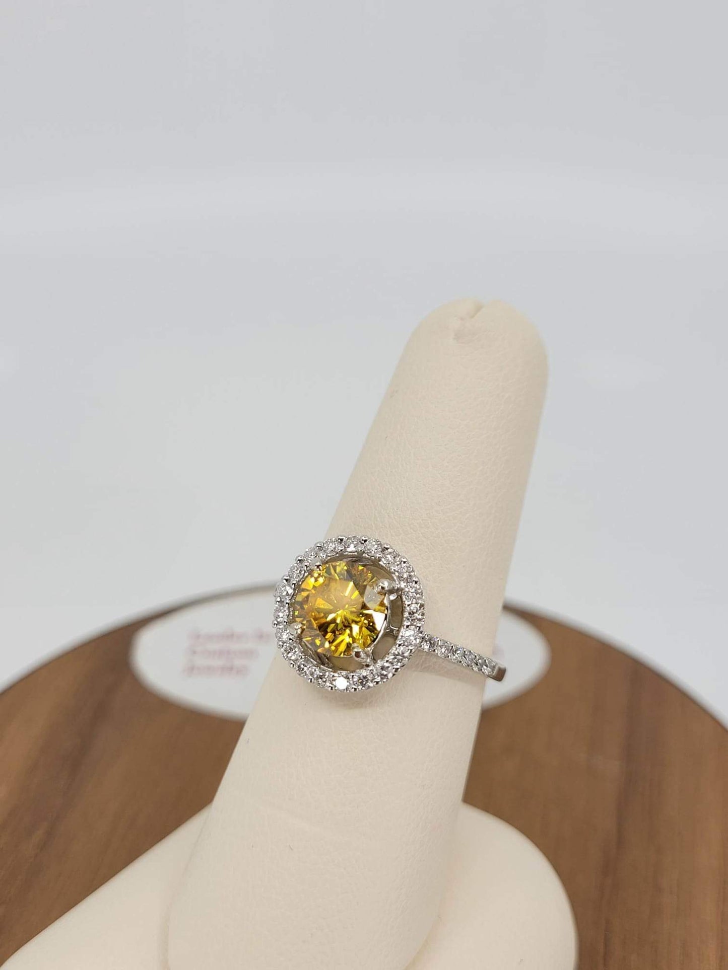 Vivid Yellow Diamond Engagement Ring With Halo