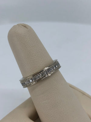 14K White Gold Cut Eternity Band with Natural Diamonds 1 Carat Total Weight